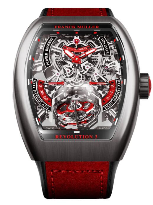 FRANCK MULLER Vanguard Revolution 3 Skeleton Titanium - Red V50 REV 3 PR SQT BR (ER) Replica Watch